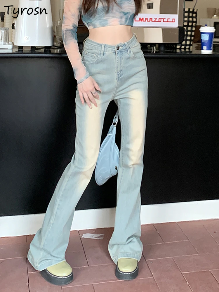 High Waist Boot Cut Jeans for Women Fashion Stretch Skinny Denim Casual Fitting Blushed Flared Trousers Vintage Y2k Streetwear