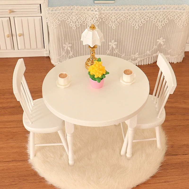 

6Pcs 1:12 Dollhouse Miniature Dining Table Chair Coffee Cup Flowerpot Furniture Model Decor Toy Doll House Accessories