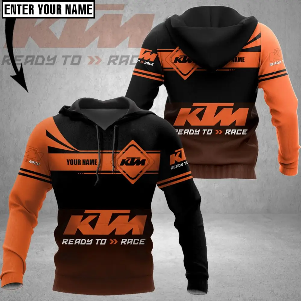 ثلاثية الأبعاد الرجال طويلة الأكمام هوديي KTM دراجة نارية الرياضة ركوب هوديي الأطفال الكبار دراجة نارية المتحمسين قميص غير رسمي