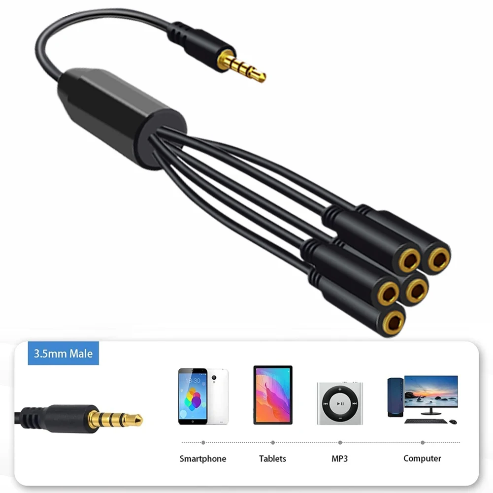 

1 To 5/6 Ways 3.5mm Aux Splitter Cable 3.5mm 1/8inch TRRS Male To Female Cable 3.5mm Splitter Stereo Y Splitter Extension Cable