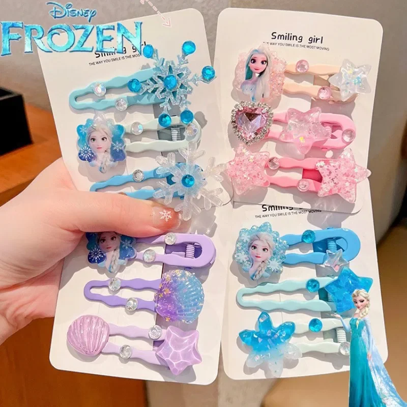 Disney Hair Clip Animation Frozen Elsa Anna Print Girls Broken Hair Bangs Cute Clip Headwear Accessories Children Christmas Gift