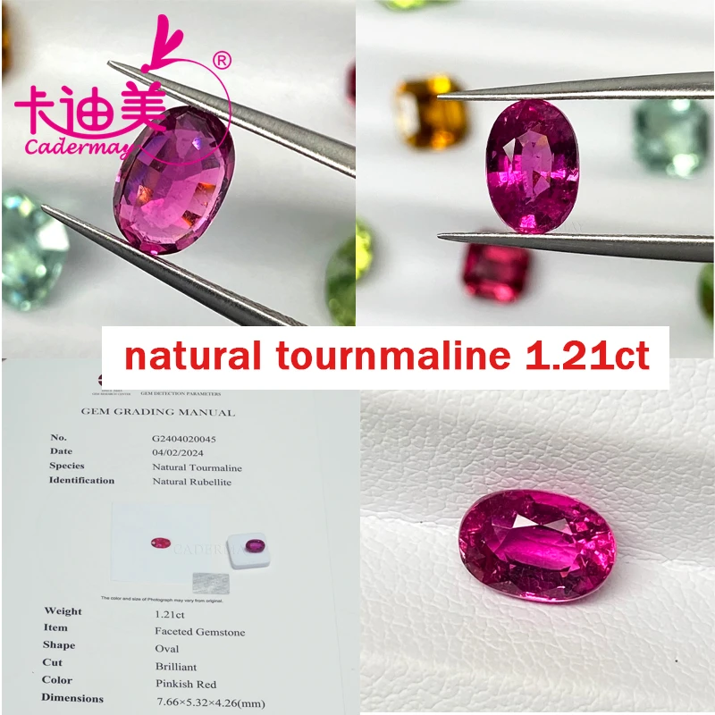 Oval Shape Pinkish Red Real Natural Tourmaline Rubellite Loose Stone With GRC Certificate Gemstone For DIY Fine Jewelry Making