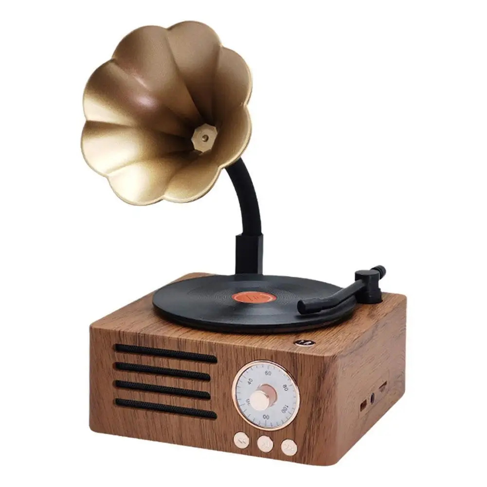 Mini Phonograph Bluetooth Speakers Retro Record Player USB Music Player Home Entertainment Decorations Holiday Birthday Gift