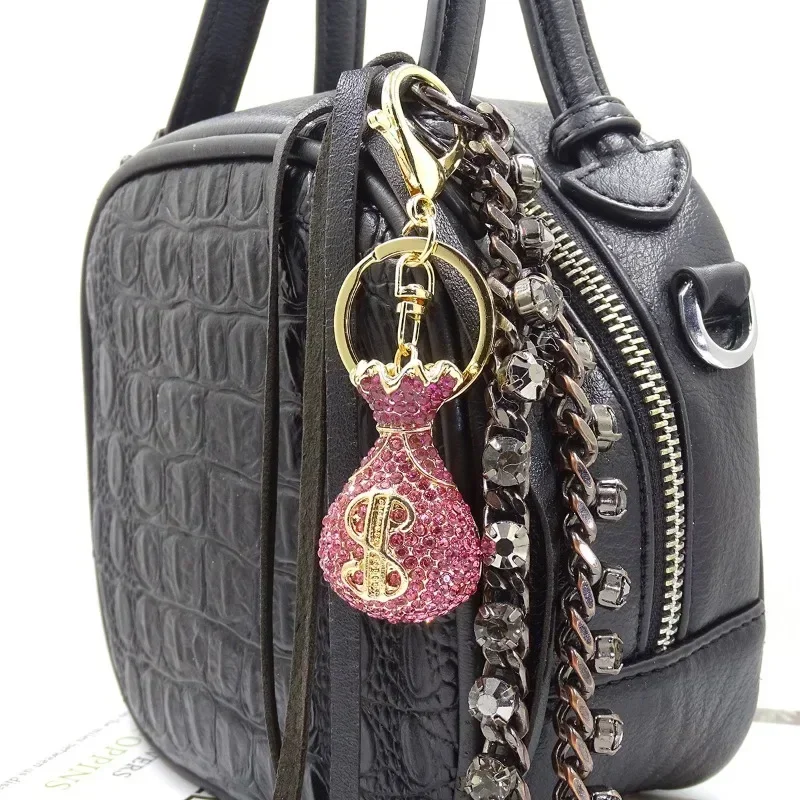 3D Dollar Bag Shaped Women\'s Bag  Accessories Rhinestone Key Chain Fashion Pendants Party Favors Car Keys Decoration Accessory