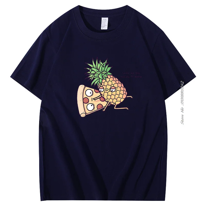 Funny Graphic T Shirts Pineapple Pizza Fruit Print T Shirt Harajuku Aesthetic Tops Casual Fashion Streetwear Cotton Mens Clothes