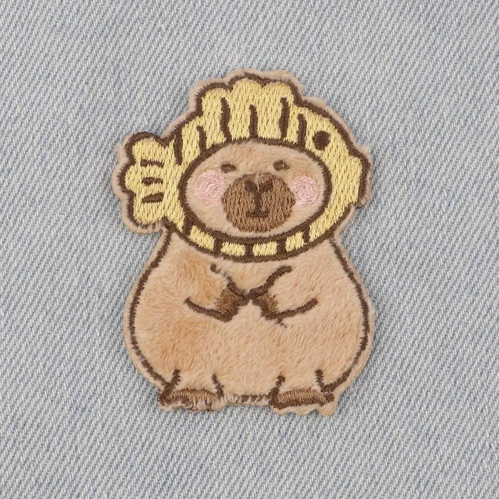 Cute Capybara Embroidered Magic Patch For Clothing T-shirt Bag Cool Patches On Clothes DIY Badges On Backpack 5PC/SET