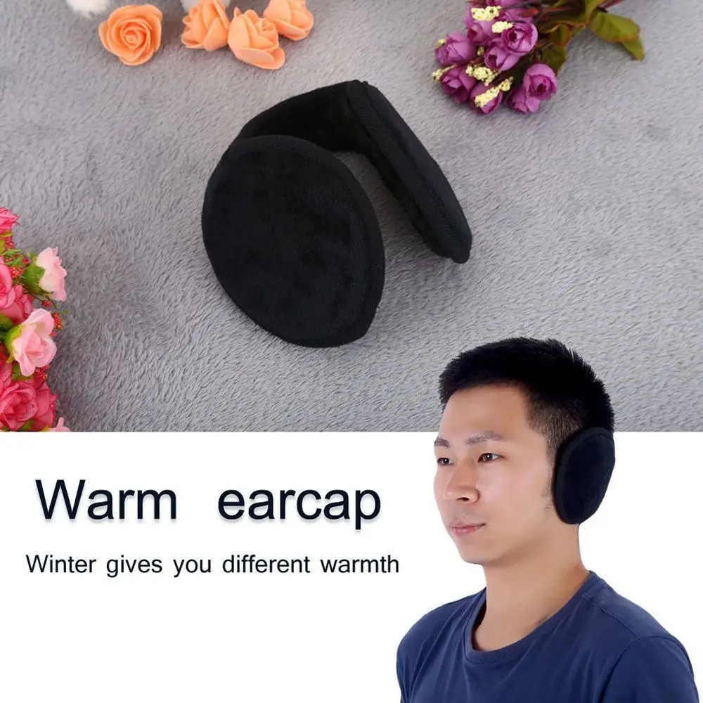 Orejera de lana negra para hombre, banda para la oreja, agarre más cálido, envoltura de orejera, regalo