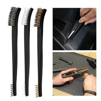 3PCS Dual Head Wire Brush Set Steel Metal Brass Nylon car Cleaning Polishing Rust Brush Metal Cleaning Brush Tool window cleaner