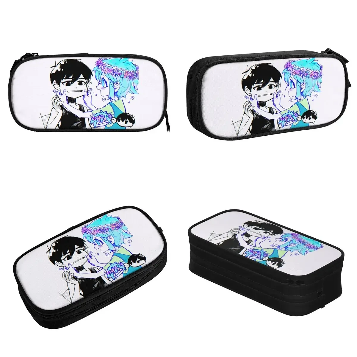 Omori Basil Sunny Pencil Cases Video Game Pencil Pouch Pen for Student Large Storage Bags School Supplies Zipper Stationery