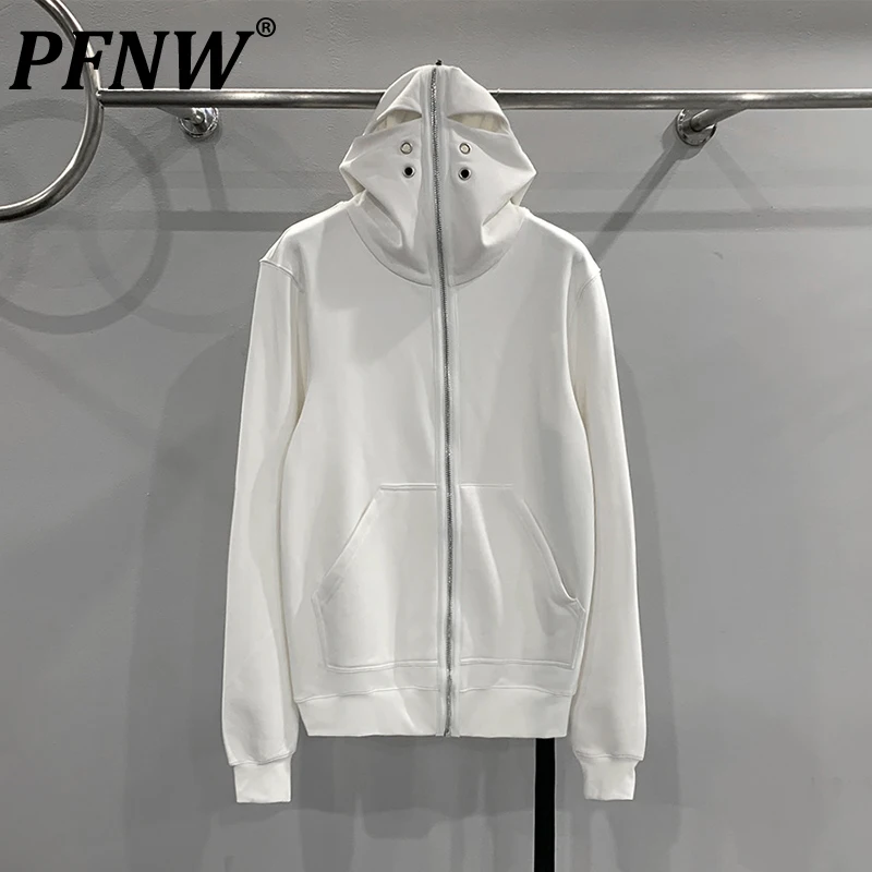 PFNW High Quality Darkwear White Masked Sweatshirt Cardigan Unisex Loose Casual Wizard Hat Cardigan Zipper Hoodies Tops 28W5556