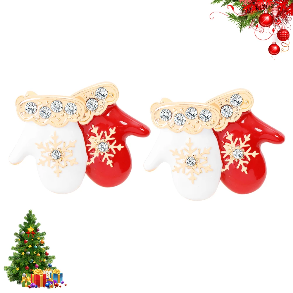 

2pcs Christmas Brooches Cartoon Breastpin Alloy Collar Corsage Badge For Women Decorative Accessories Wedding Party Outfit