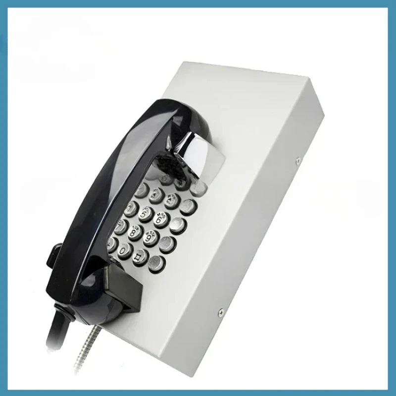 Teléfono PSTN con cable de acero inoxidable resistente para prisionero, teléfono de cárcel analógico resistente a vandalismo KNZD-05