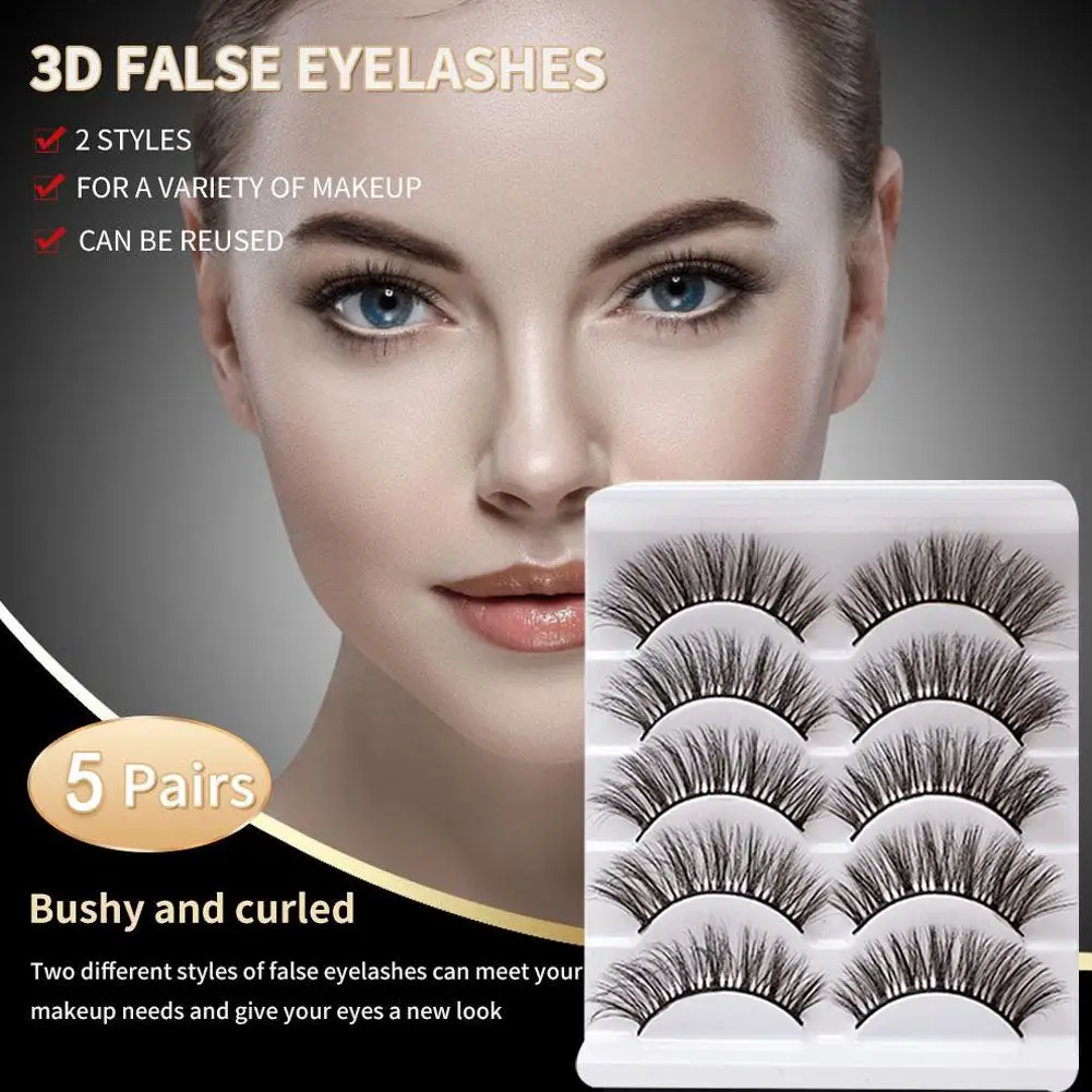 5 Paare 3d falsche Wimpern Streifen Wimpern flauschige Nerz Wimpern Wimpern falsch dramatisches Make-up gefälschte Wimpern Volumen Wimpern a9b7