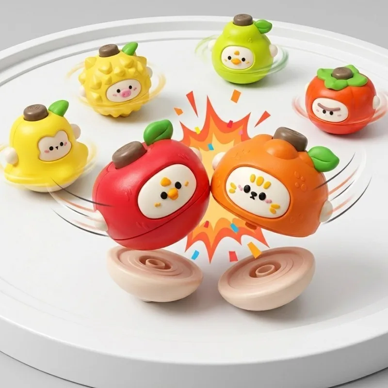 Children's Creative Fruit Rotating Gyroscope Press Launcher Parent-Child Interaction Children's Puzzle Toys Desktop Gifts