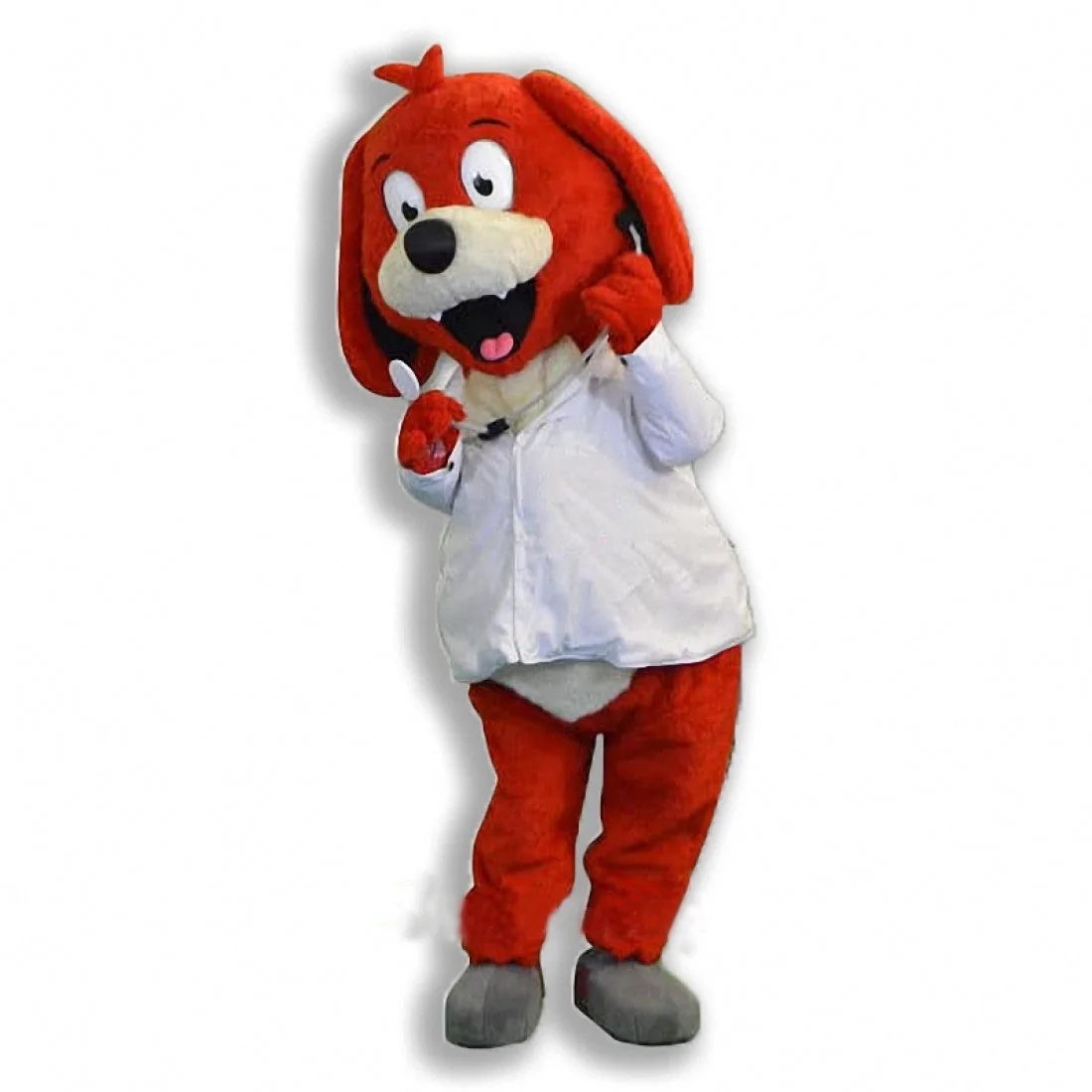 

Red Dog Doctor Mascot Costume Kindly Doctor Theme Cartoon Anime Fancy Dress Kits for Clinic School Cosplay Games