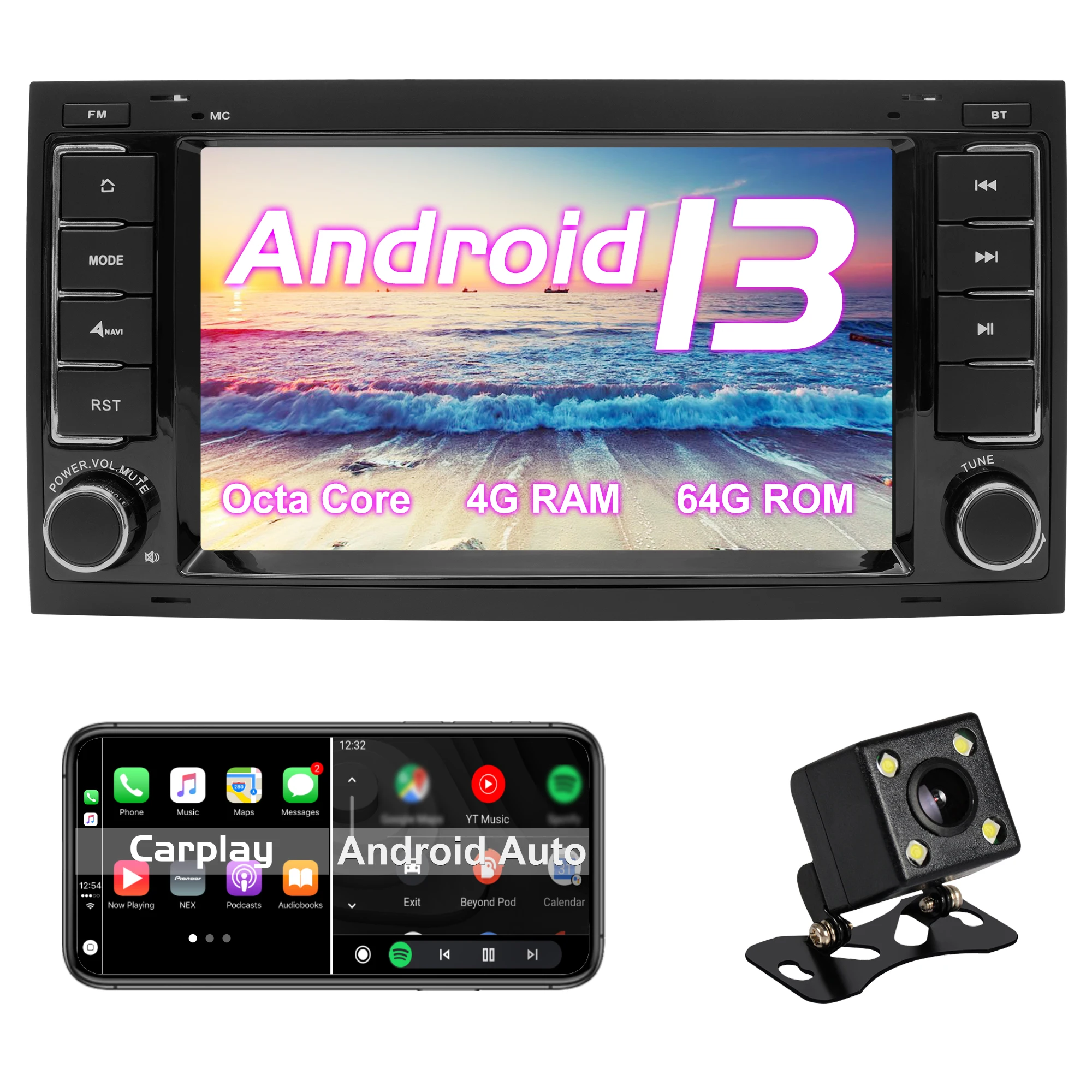 

Android 13 Car radio GPS Navi for VW Volkswagen TOUAREG T5 Transporter Carplay Android Auto Bluetooth FM SWC DSP[4+64G]