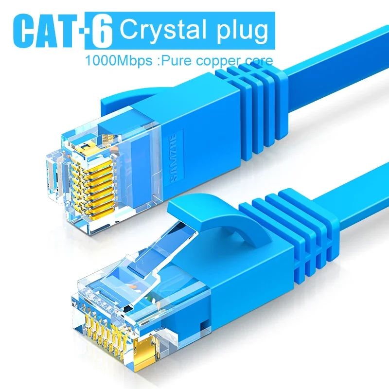 SAMZHE CAT6 Platte Ethernet-kabel 1000 Mbps 250 MHz CAT 6 RJ45 Netwerk Patch Cord LAN voor Computer Router Laptop