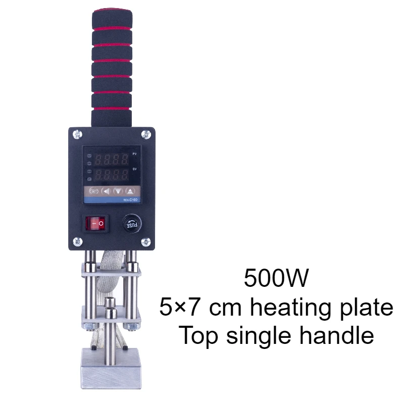 シングルダブルハンドル 500 ワット小型ハンドヘルドラミネーター 5 × 7 センチメートル加熱プレート革木箱ココナッツホットプレスインクマシン