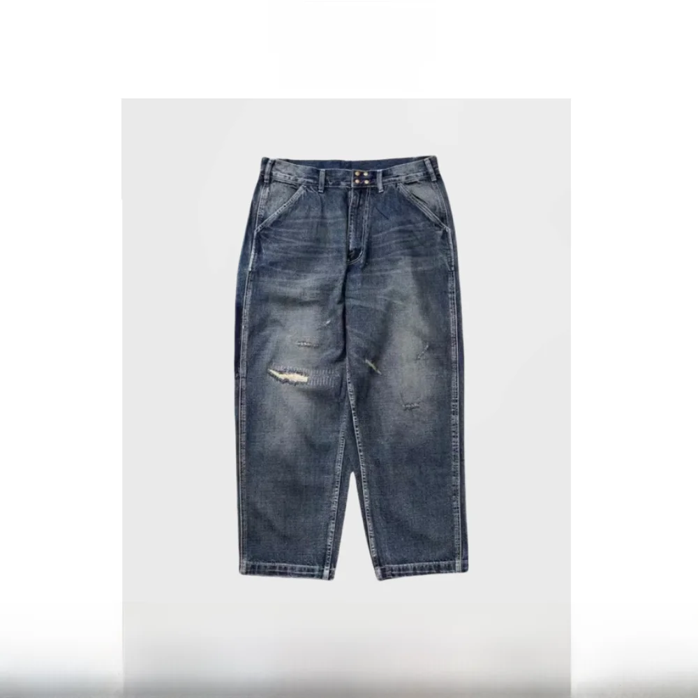 

Джинсовые широкие джинсы с завышенной талией, свободные прямые брюки для спецодежды, молодежные длинные брюки, повседневные сценарии, китайское производство