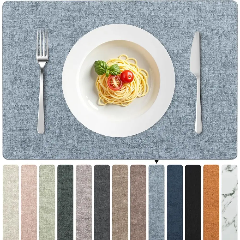 

aux Leather Placemats Set o 8–Waterproo,Heat/Oil Stain-Resistant PU Table Mat–Reversible,Non-Slip,Easy to Clean Place Mats or Ki