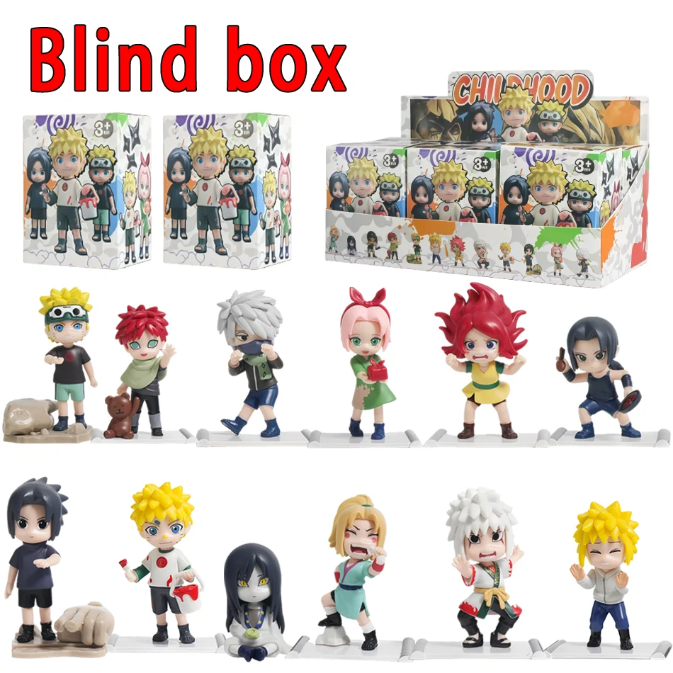 Blind Box Naruto Shippuden Childhood Series Uzumaki Naruto Q Version Guess Toys Bag Ornament Figurines Home Decor Desktop