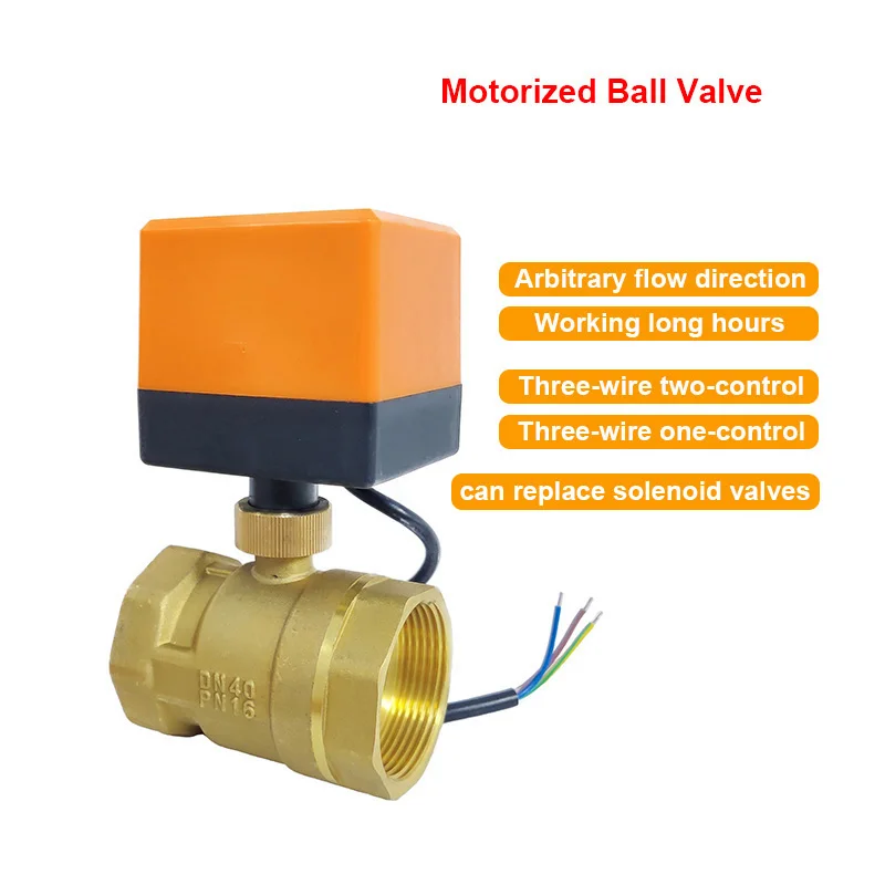 Motorized Ball Valve Brass Three-Wire two-control Three-Wire one-control 220V 24V 12V AC/DC Alternative Electric Solenoid Valve