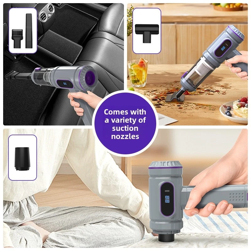 Portable Vacuum Cleaner With High Suction Power, Display Screen, Battery Indicator, Car Cleaner, Handheld And Blowing Machine - Image 2