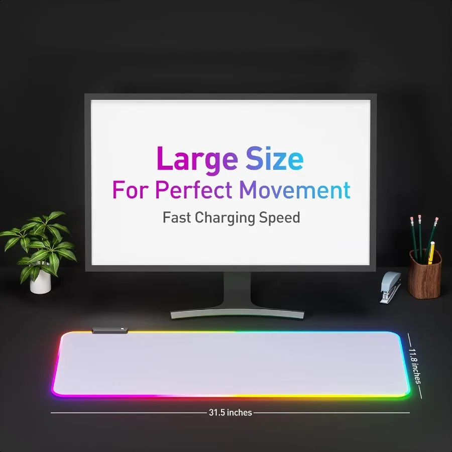 Mousepad RGB Led Mouse Pad Besar Mouse Pad Led dan Alas Mouse Besar Putih
