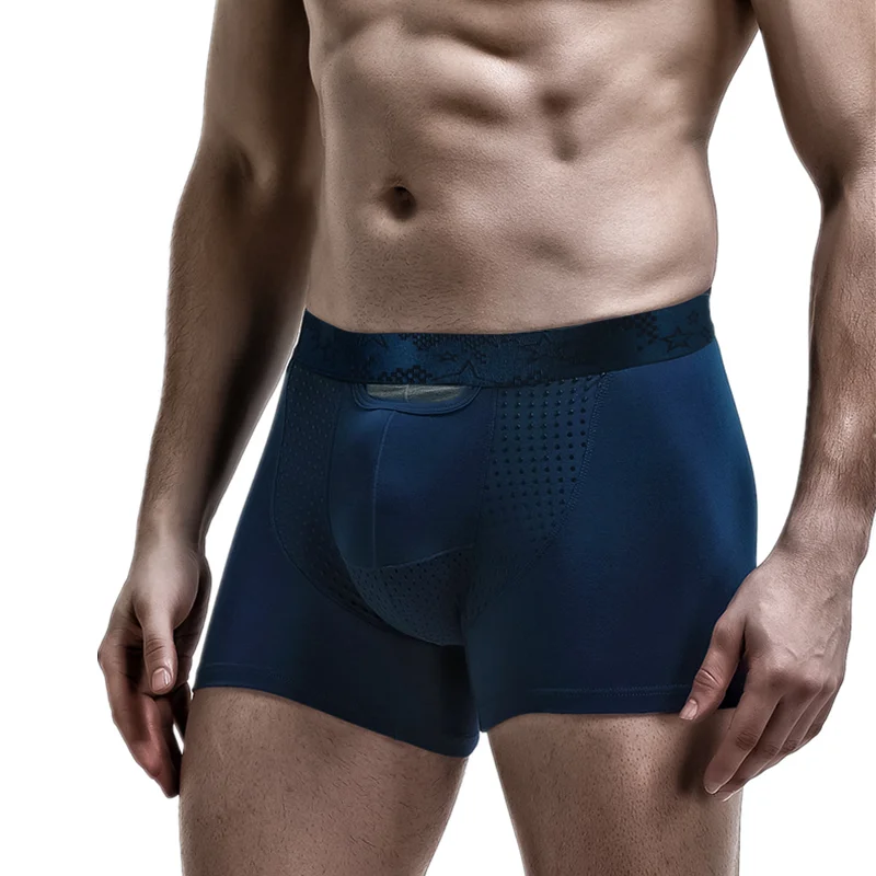 Bóxer de Modal para hombre, ropa interior antibacteriana, bragas magnéticas, bolsa de separación de balas de seda de hielo, Cueca