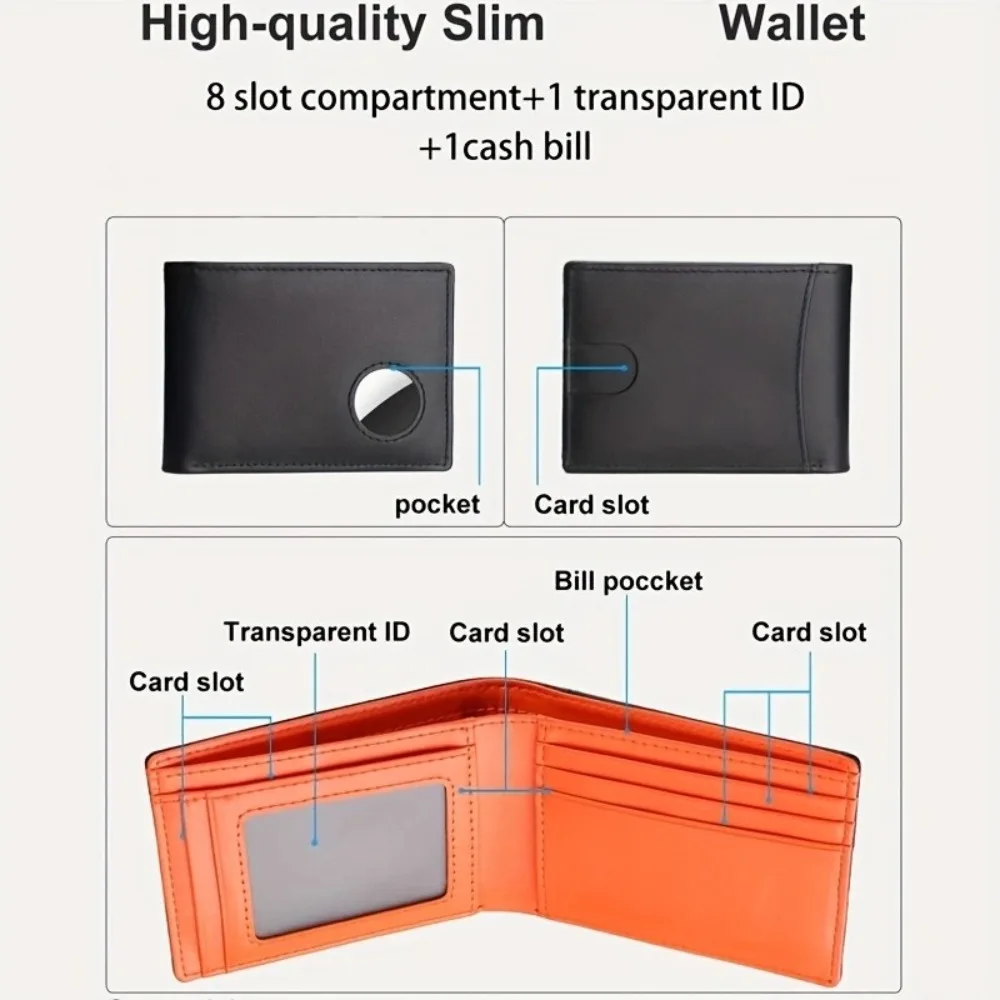 Minimalist RFID Blocking Air Tag Wallets Bifold Slim Leather Wallet Anti-scan ID Credit Card Holder for Women Men