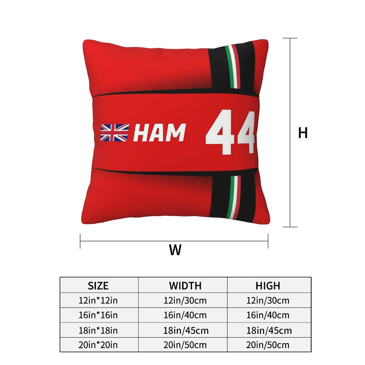 F1 2025 - # 44 هاميلتون 2 قطعة غطاء وسادة مربع وسادة بسحاب ديكور مريح رمي وسادة للأريكة المنزلية