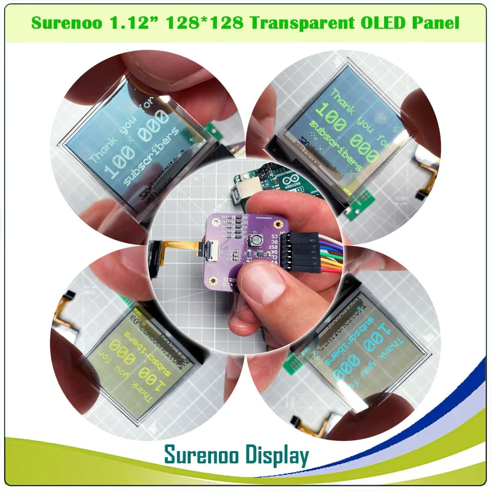 شاشة OLED شفافة حقيقية، 1.12 بوصة 128*128 128X128 128128 SH1107 شاشة وحدة LCD للوحة الرسم التسلسلية SPI PMOLED لاردوينو