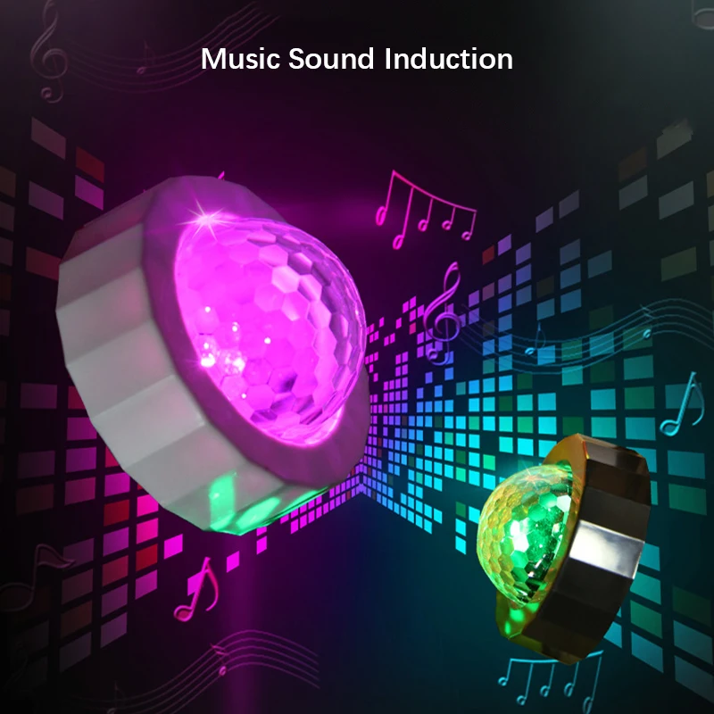 LED Atmosphere Light, Colourful Music Control Rhythm Light, USB Rechargeable Magic DJ Disco Ball Lamp for Car Home Party Decor