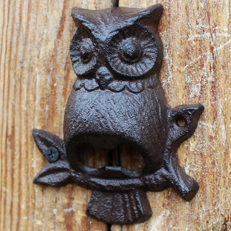 Owl On Branch Cast Iron Beer Bottle Opener Wall Mounted Rustic Metal Bottle Opener Antique Black Home Bar Decor Bottle Openers