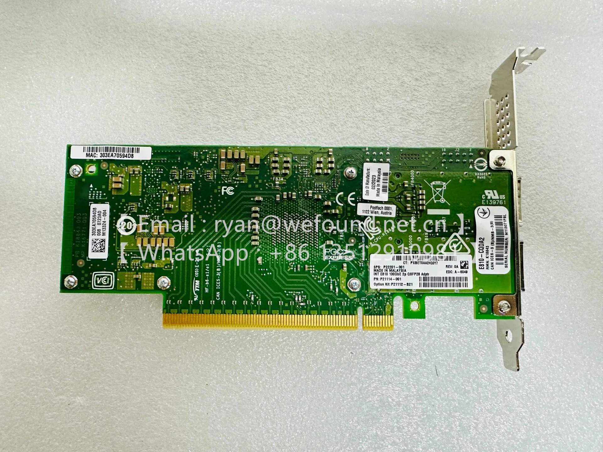 P21112-B21 E810‑CQDA2 イーサネット 100Gb 2 ポート QSFP28 アダプター P22201 P21114