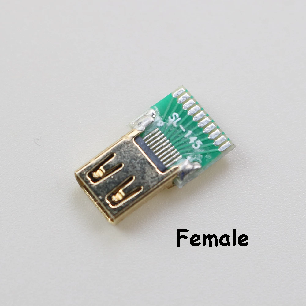 1pcs 19P Micro Hdmi-compatible Female Connectors Gold-plated D Type Female  Plug with PCB Micro Hdmi-compatible Socket