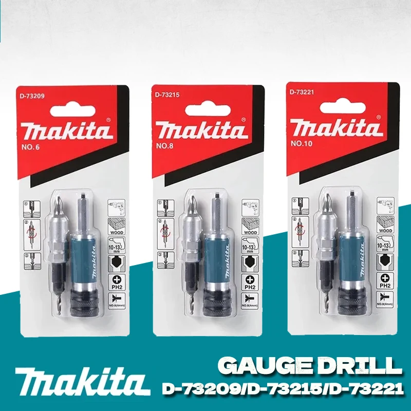

MAKITA D-73209 D-73215 D-73221 Gauge Drill Multifunctional Woodworking Batch Drill Combination Countersink Drive Bit #6 #8 #10