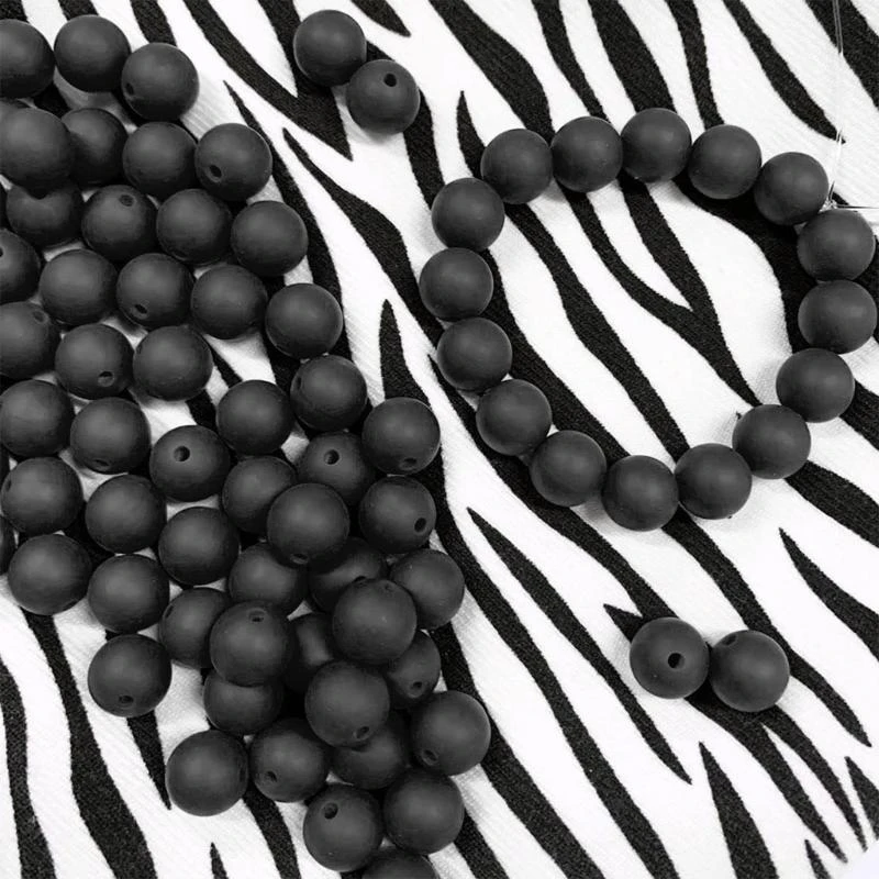 Set Rantai Dot DIY Manik-manik Menyusui Bulat Bayi Manik-manik Silikon 12Mm 15UB