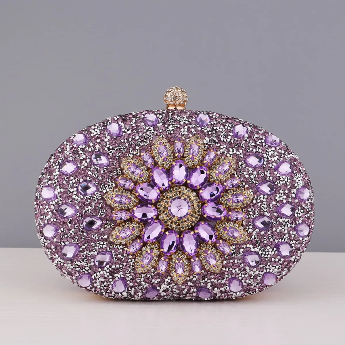 Flower Rhinestone Diamond Evening Clutch Bag With Chain Strap Women Wedding Prom Party Hand Purse