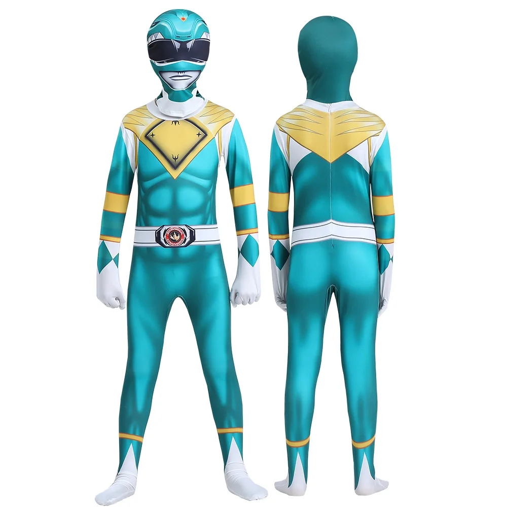 Cosplay Mighty Morphin Power Adult Child costume Superhero Mask Jumpsuit Zentai Suit Carnival party Rangers cosplay bodysuit man