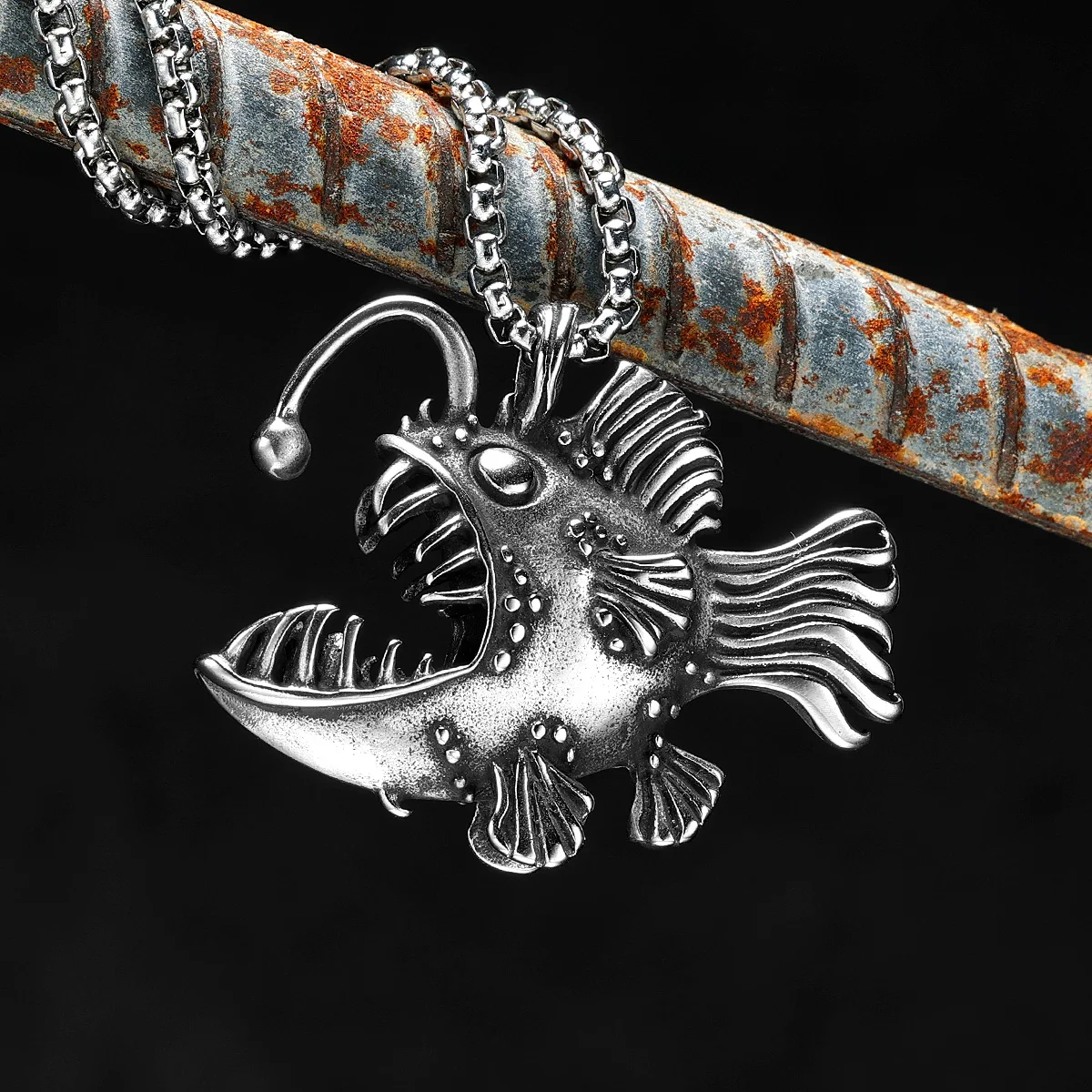 Deep Sea Anglerfish Men Necklaces with Pendant Stainless Steel Jewelry for Male Women Punk Hip Hop Accessories Gifts Wholesale