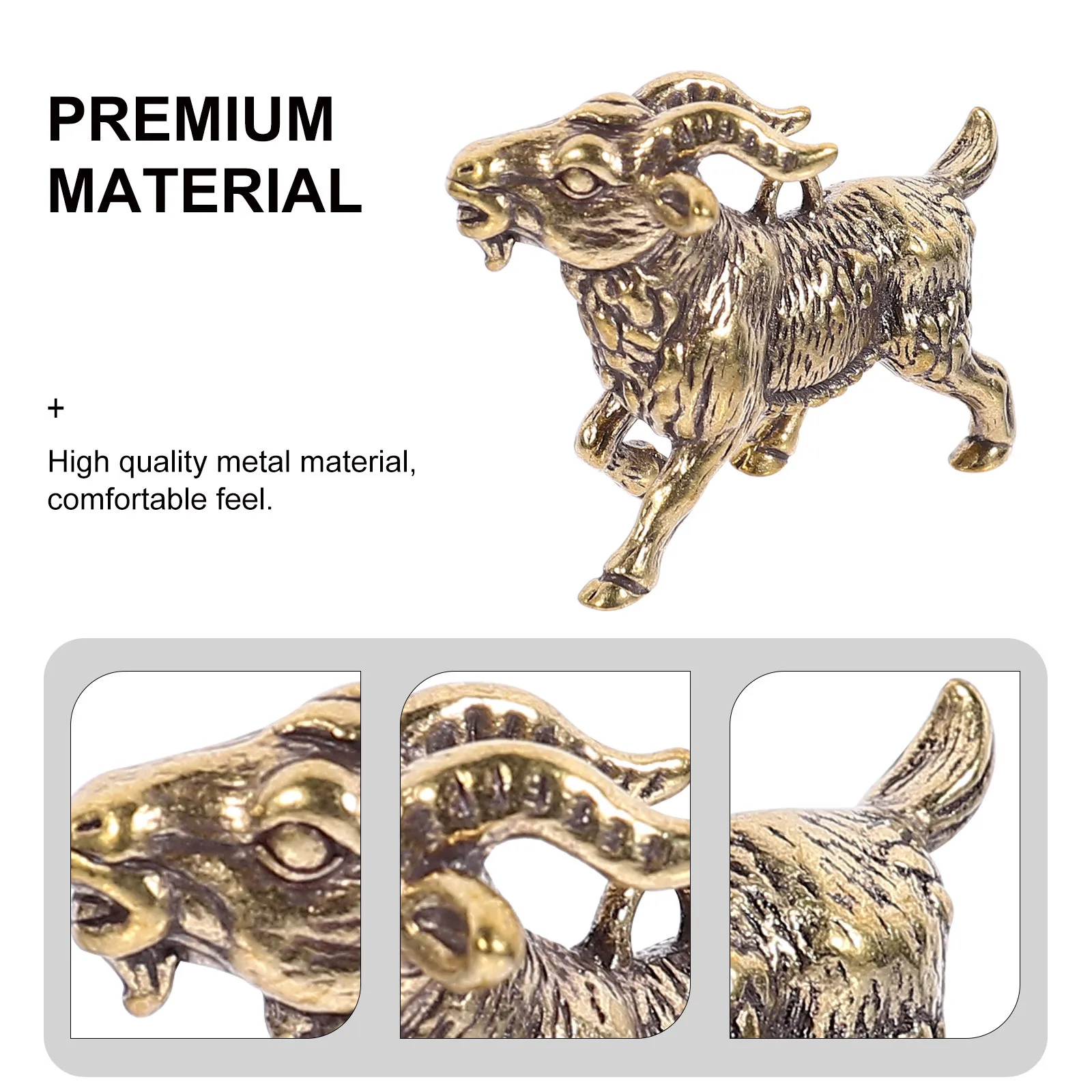 

Brass Goat Keychain Charm Creative Handmade Pendant Vintage Retro Art Craft Decorative Hanging Luck Charm Key Ring Accessory