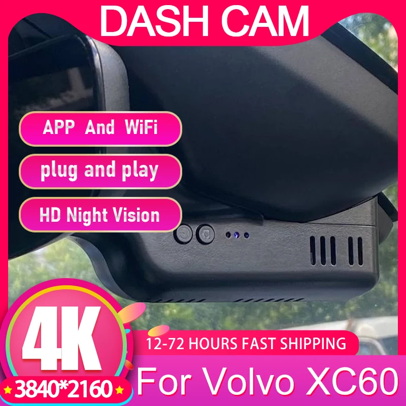 Car DVR For Volvo XC60 2012 To 2025 Plug and Play Dash Cam 4K, Wifi Camera Video Recorder Dashcam Accessories For Volvo XC60