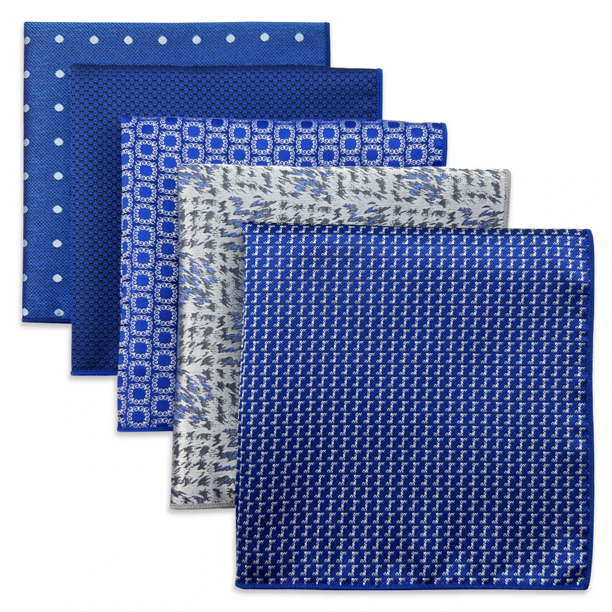 5 PCS Men's Pocket Square Set, Assorted Handkerchief Styles