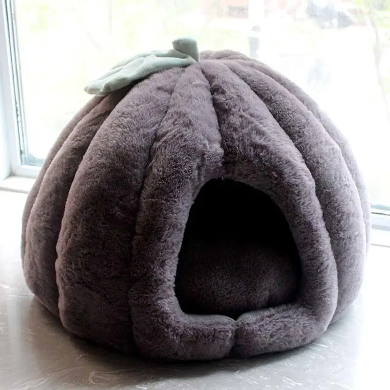 Pet Pumpkin House Winter Warm Cat Bed Four Seasons Universal Breathable Cat Nest Plush Mattress Tent Small Dog Kennel Supplies