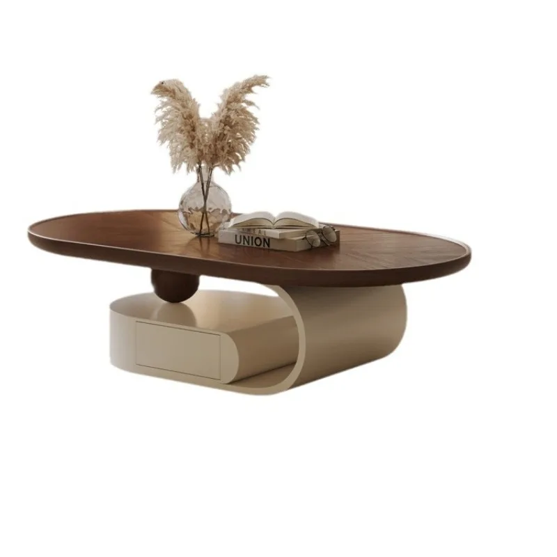 

Walnut grain coffee table Simple and light luxury cream style coffee table