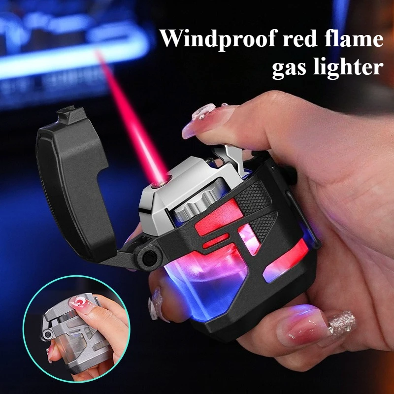 Butane Gas Lighter Transparent Atmospheric Chamber Inflatable Windproof Smoking Accessories Cool and Glowing Cigarette Lighters