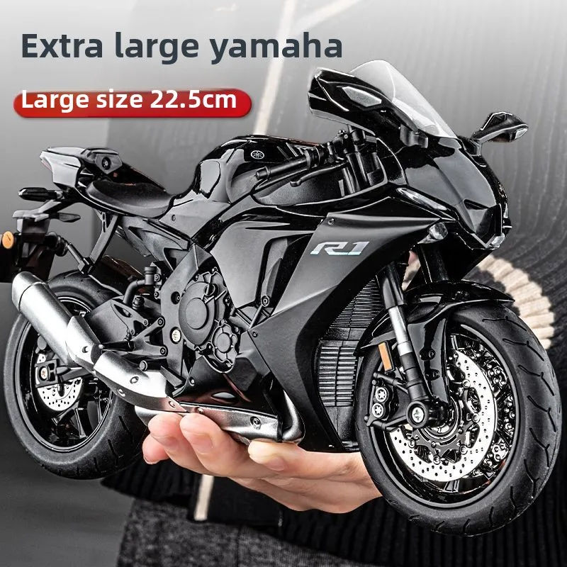 

Модель мотоцикла Yamaha R1 из сплава с подсветкой и звуком, 9-дюймовая, подарок на день рождения для детей, коллекционная игрушка-украшение, высококачественная коллекционная модель