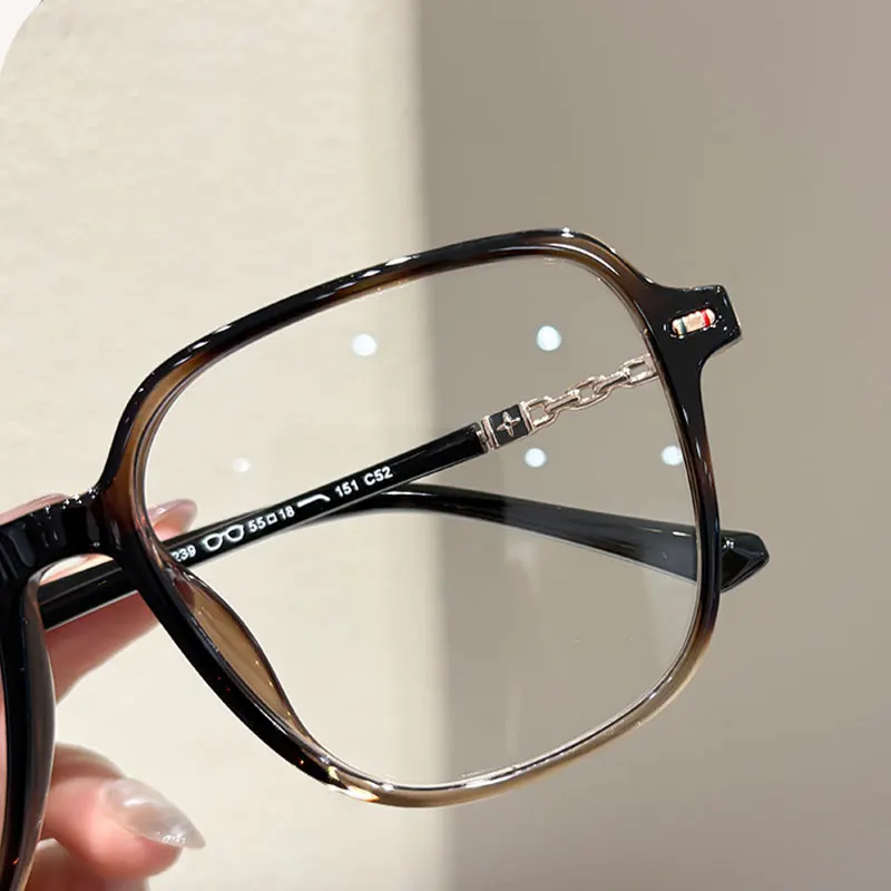 Large Size Square Reading Glasses Women Shortsighted Corrective Spectacle Chain Leg Hyperopia Clear Vision 320008