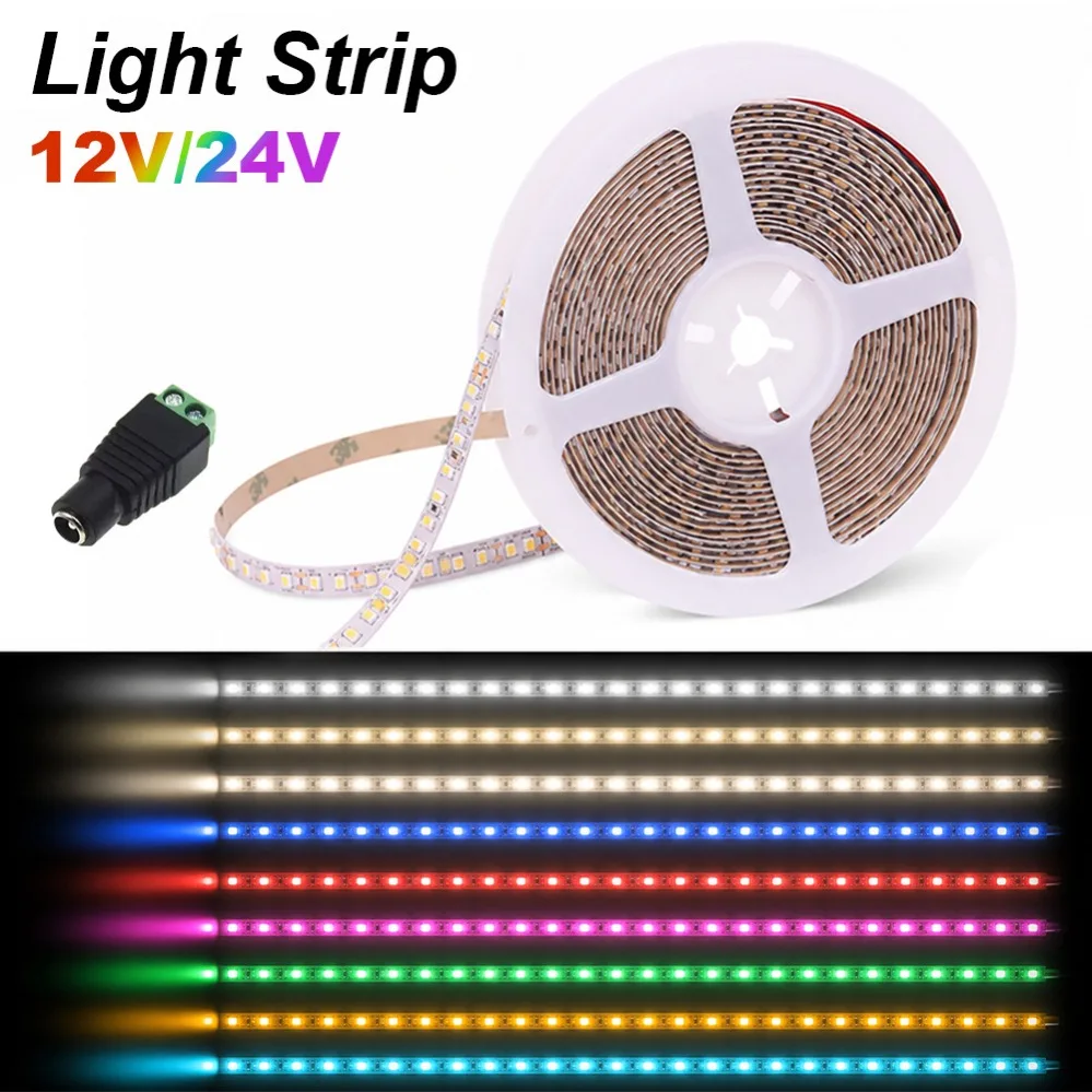 Cuttable SMD LED Light Strip 10-1.5M 12V/24V 120LEDs/m Flexible TV Backlight Counter Wine Cabinet Bar Corridor Indoor Decor Lamp